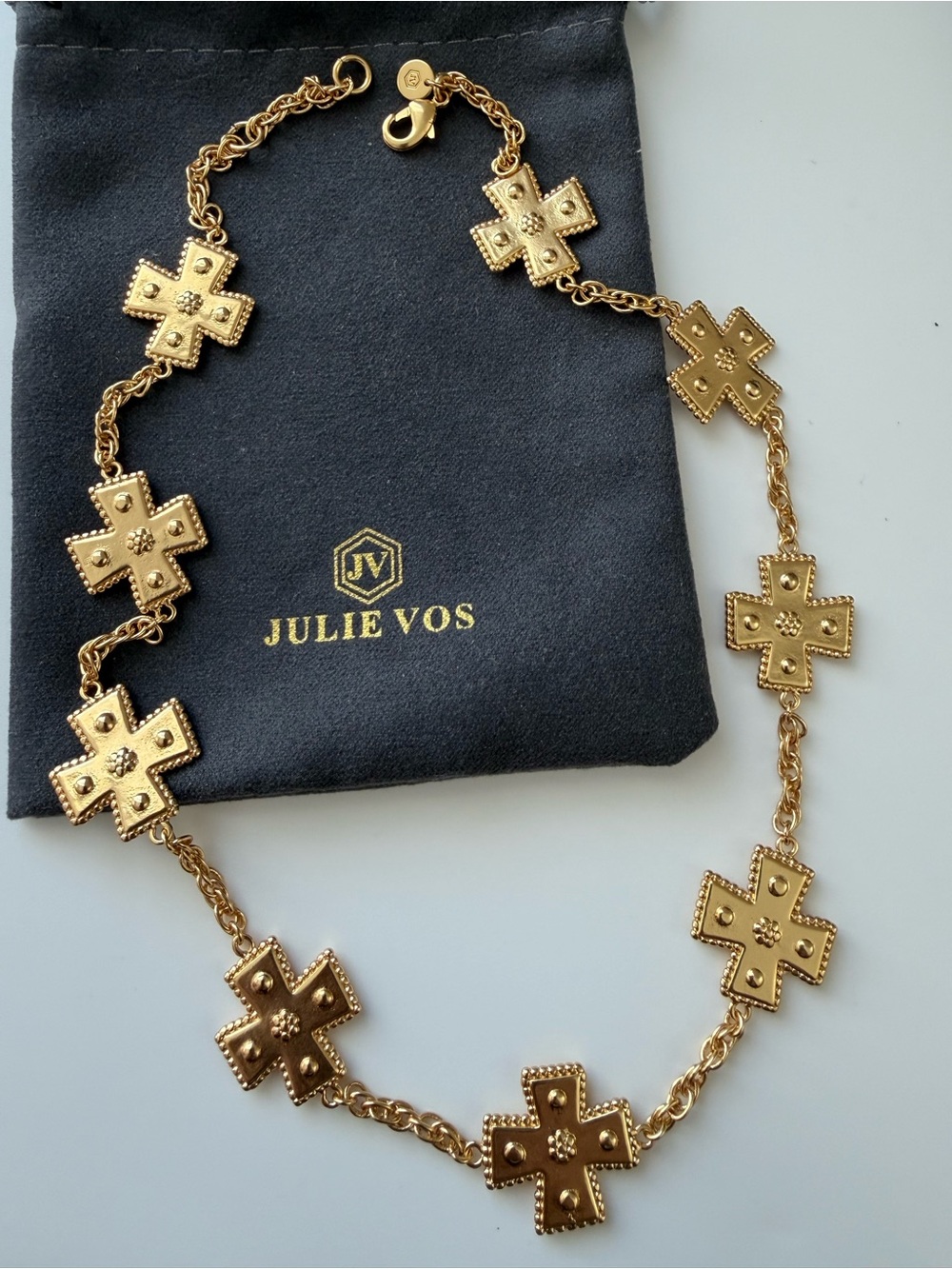 NWOT Julie Vos Gold Cross Motif Necklace - Gold